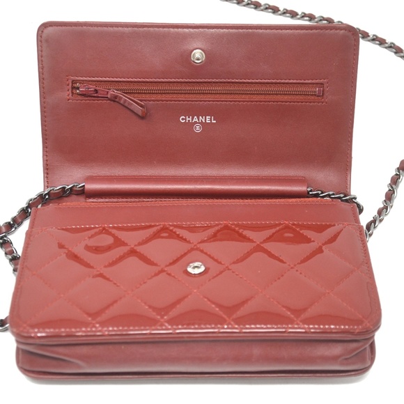 Chanel Wallet on Chain Patent Woc Red Clutch - Picture 6 of 8